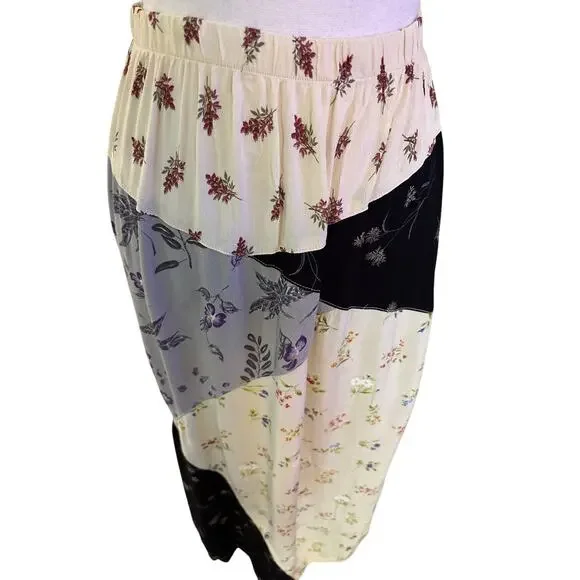 Nannette Keller Size XL Patchwork Floral Maxi Skirt Pull On Cottage Whimsy - Picture 3 of 6